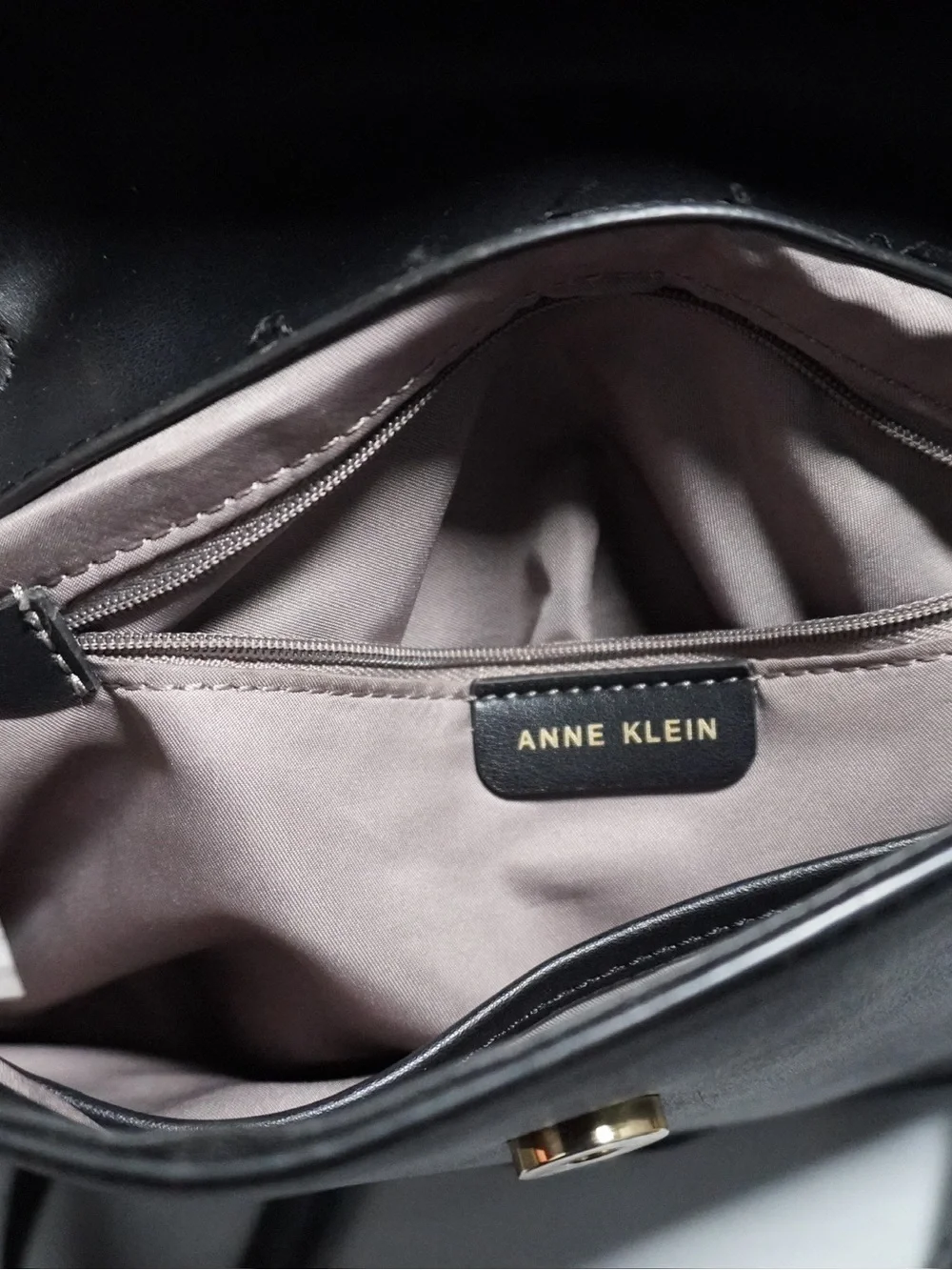 Anne Klein Black Floral Convertible Satchel Crossbody Bag